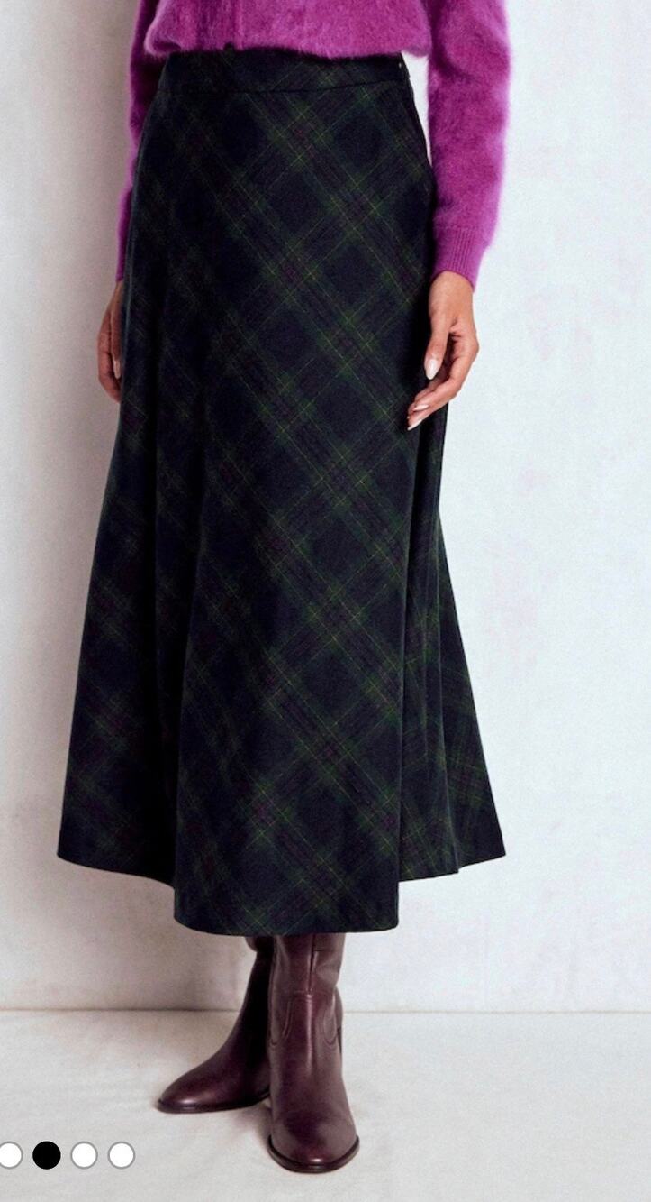 Boden Blue Hayley Wool Midi Skirt Women's 12 Plaid Fall Winter Holiday